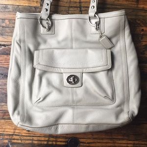 Coach Grey Leather with Light Pink Interior Purse